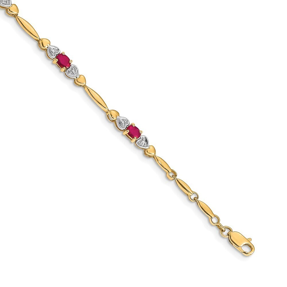 14k Yellow Gold Diamond & Ruby Bracelet